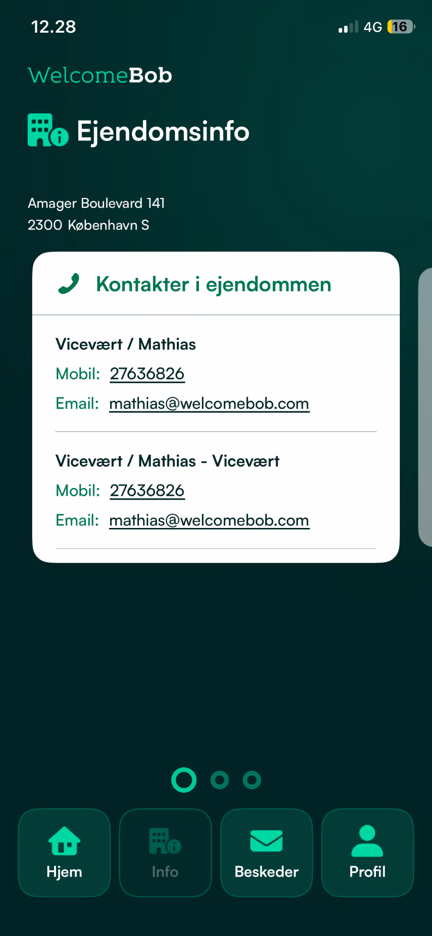 WelcomeBob app – Eiendomsinfo