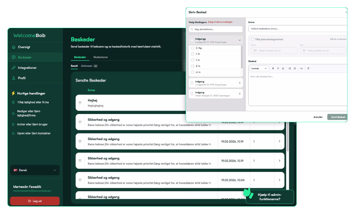 Run operations in seconds , WelcomeBob Adminpanel